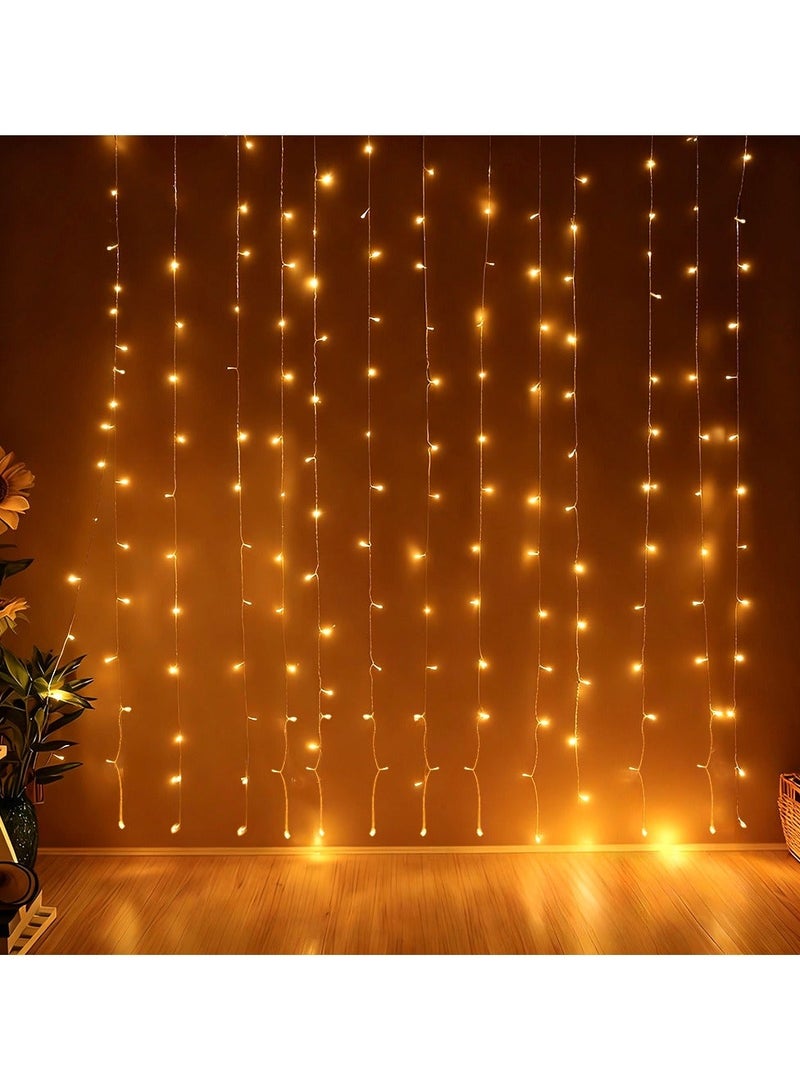 ZAYO LED Curtain Lights Warm White Window Fairy Lights for Home, Bedroom, Balcony Wedding Party Festival Diwali Decoration Indoor String Lights - 3 X 2 Meter - Image 1